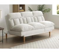 Canapé inclinable 3 places convertible clic-clac en tissu beige PALOBU