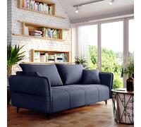 Canapé ISABELL avec coffre de rangement Canapé-lit Canapé pliable avec fonction sommeil Canapé avec pieds noirs Salon Chambre d'amis (bleu foncé)