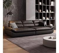 Canapé Italien de Luxe Moderne et épuré en Cuir Noir, Structure en Bois Massif, canapé spacieux et Moelleux, Grande Taille Moderne, Convient pour Le Salon/Bureau/Appartement.