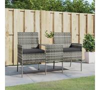 Canapé Jardin 2 Places et Table Basse Résine Tressée Anthracite Siège vidaXL