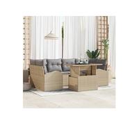 Canapé jardin 7 pièces avec coussins beige en polyrotin 3348576
