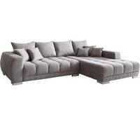 Canapé-panoramique Josea 300x220 cm microfibre gris pierre Recamière à droite