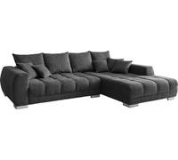 Canapé Josea Microfibre Noir 300x220 cm Recamière à Droite Canapé panoramique