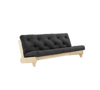 Banquette ajustable FRESH en pin massif naturel avec matelas futon anthracite 140x200