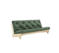 Banquette ajustable FRESH en pin massif naturel avec matelas futon kaki 140x200 - FRESH