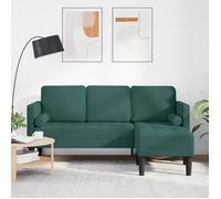Canapé L - 160 cm - Tissu vert foncé - 3 places - Design contemporain