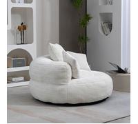 Canapé Lazy Durable Confortable Chaise Longue Dossier Haut Pouf 3 Coussins pour Chambre Bureau Beige Chenille