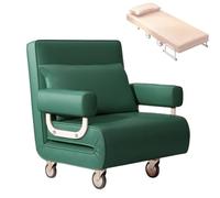 Canapé Lit 1 Place Convertible 3 en 1 Chauffeuse 1 Place Adulte Convertible Lit avec Dossier Réglable en 6 Positions Chaise Longue Multi - Scènes pour Bureau Ou Salon(Green,67 * 76 * 83cm)