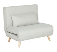 HOMCOM Fauteuil Convertible 1 Place 3 en 1 Dossier Réglable 120 kg Crème | 94x190 cm, Fauteuil-Lit Chauffeuse, Oreiller, Siège Rembourré, Tissu en Lin, Canapé-Lit pour Invités, Salon
