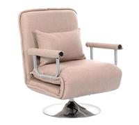 Canapé Lit 1 Places Convertible AVCE Dossier Réglable sur 5 Niveaux Chauffeuse Convertible 1 Place Pivotant et Relevable Tissu en Coton et Lin pour Bureau et Maison(Khaki)