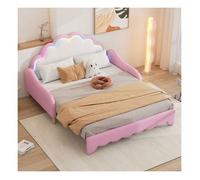 Canapé-lit 140 x 200 cm, Lit enfant avec éclairage LED, Lit gigogne avec télécommande, Lit 2 personnes, Tête de lit, Rose