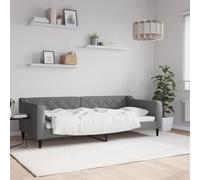 Canapé-Lit 2 en 1, 90x200 cm, en Tissu Polyester, Structure Métal et Bois, Cadre de Lit Moderne, Convertible en Lit Une Place, pour Salon, Chambre, Bureau, Gris Foncé, 223 x 100 x 67 cm