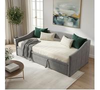 Canapé lit 2 Places 90/180 x 200 cm, MSUIINT,avec sommier à Lattes, Extensible, Tissu Velours,Gris，Sans matelas