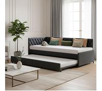 Canapé lit 2 Places 90/180 x 200 cm, MSUIINT,avec sommier à Lattes, Extensible, Tissu Velours,Gris,Sans matelas