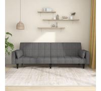 Canapé-Lit 2 Places Avec 2 Coussins Convertible Tissu Gris Clair 220 Cm Gris