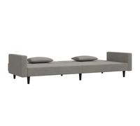 Canapé-Lit 2 Places Avec 2 Coussins Velours Gris Clair Convertible 220 Cm Gris