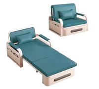 Canape Lit 2 Places Convertible avec Coffre de Rangement Cuir Chauffeuse Convertible avec Roulettes Structure en Acier Au Carbone Canapé Balcon pour Bureau, Salons, Chambre À Coucher(Blue,192*82*65cm)