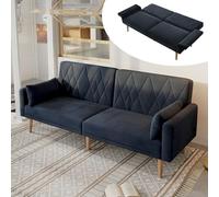 Canapé-lit 2 places, convertible, en velours, 3 angles réglables, idéal pour salon, chambre à coucher, home cinéma, chambre d'amis (noir)