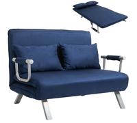 Canapé-lit 2 places - HOMCOM - fauteuil convertible dossier 5 positions 2 coussins - aspect suède - 111x80x78cm - bleu