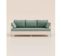 Canapé lit 2 places - Tissu Vert - Avec matelas mémoire de forme - Tediber