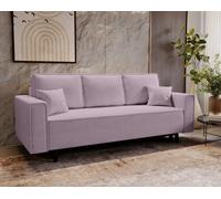 Canapé-lit 225 cm Nela - Canapé pliant, Canapé-lit - Canapé avec coffre de lit, Style scandinave - Tissu velours (Rose - Lincoln 61)