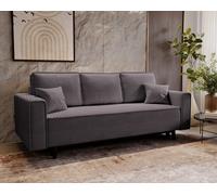 Canapé-lit 225 cm Nela - Canapé pliant, Canapé-lit - Canapé avec coffre de lit, Style scandinave - Tissu velours (Marron - Lincoln 24)