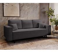 Canapé-lit 225 cm Nela - Canapé pliant, Canapé-lit - Canapé avec coffre de lit, Style scandinave - Tissu velours (Gris- Lincoln 90)