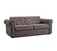 Canapé lit 3-4 places CHESTERFIELD convertible EXPRESS 160 cm matelas 16 cm velours gris éléphant
