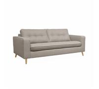 Canapé lit 3 places beige / lin avec matelas 12cm d'épaisseur. fabriqué en France