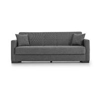 Canapé-lit 3 places clic-clac en tissu gris canapé sofa convertible - Longueur 212 x Hauteur 81 x Profondeur 73 cm