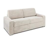 Canapé lit 3 places DREAMER convertible EXPRESS 140cm matelas 16 cm velours côtelé perle