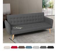 Canapé-lit 3 places - Malibu - Gris foncé - Tissu - Design scandinave - Convertible