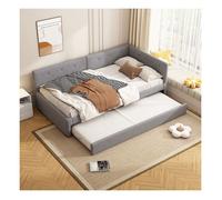 Canapé-lit 90 x 200 cm, Lit gigogne, Lit simple, Lit adulte, Style minimaliste, Lit 2 personnes, Gris