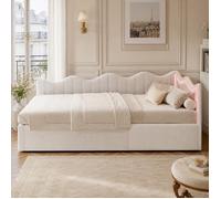 Canapé Lit 90x200,Lit Canapé,Lit Coffre Avec Led-YLSZHYR-Lit Multifonctionnel,Lit Capitonné,Blanc,Peluche Teddy