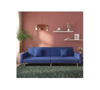 vidaXL Canapé-lit 2 places en tissu avec 2 oreillers Bleu