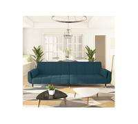 vidaXL Canapé-lit à 2 places avec deux oreillers Bleu Velours Bleu G