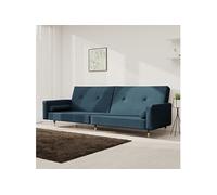 Canapé-lit à 2 places avec deux oreillers bleu velours