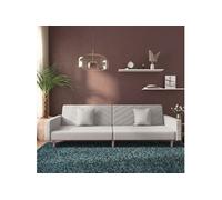 Vidaxl Canapé-Lit À 2 Places Avec Deux Oreillers Gris Clair Tissu Gris