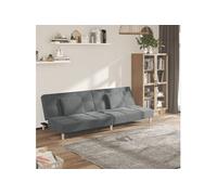 vidaXL Canapé-lit à 2 places 375793 – Tissu gris foncé avec deux oreillers