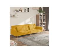 vidaXL Canapé-lit à 2 Places avec Deux Oreillers, Lit de Jour avec Dossier, Lit d'Invité, Meuble de Chambre Salon, Moderne, Jaune Tissu