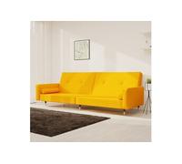 Vidaxl Canapé-Lit À 2 Places Avec Deux Oreillers Jaune Velours Jaune