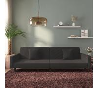 vidaXL Canapé-lit à 2 places avec deux oreillers Noir Velours 375915