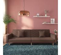 Canapé lit à 2 places avec deux oreillers taupe tissu Taupe G