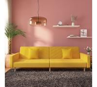 vidaXL Canapé-lit 2 places en tissu jaune avec 2 oreillers