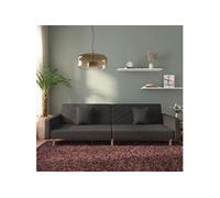 vidaXL Canapé-lit 2 places en tissu noir avec deux oreillers