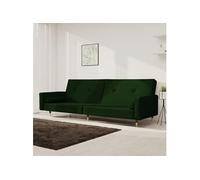 vidaXL Canapé-lit à 2 places avec deux oreillers Vert foncé Velours