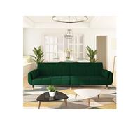 Canapé-lit à 2 places avec deux oreillers Vert foncé Velours