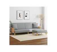 Canapé-lit à 2 Places avec Oreillers et Repose-pied Salon Gris Clair vidaXL