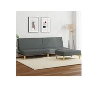 Vidaxl Canapé-Lit À 2 Places Avec Oreillers Et Repose-Pied Gris Foncé Multicolore