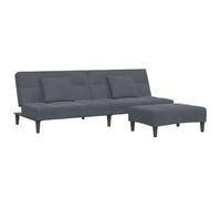vidaXL Canapé-lit à 2 Places avec Repose-Pied Gris foncé Velours, canapé-lit avec Repose-Pieds, canapé-lit Pliable, canapé-lit 2 Places